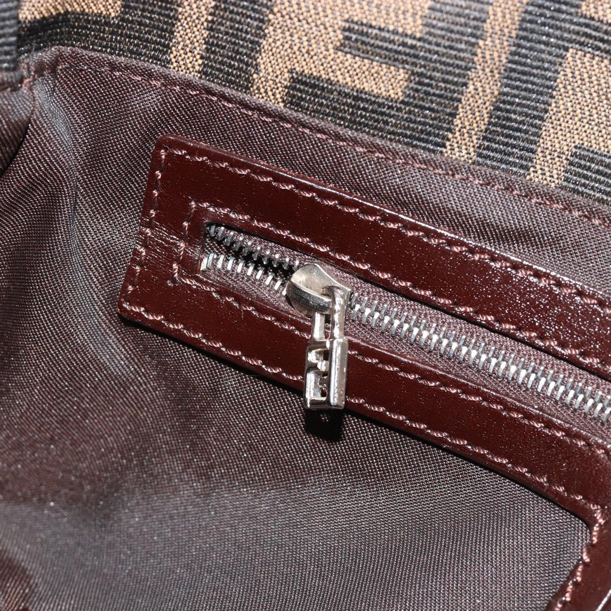 FENDI Zucca Canvas Mamma Baguette Shoulder Bag Black Brown Silver Auth 183768SAV