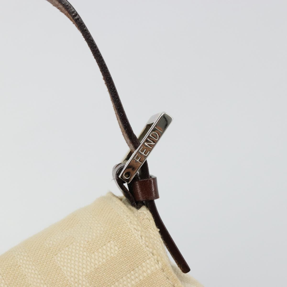FENDI Zucca Canvas Mamma Baguette Shoulder Bag Beige Silver Auth 183769SAV