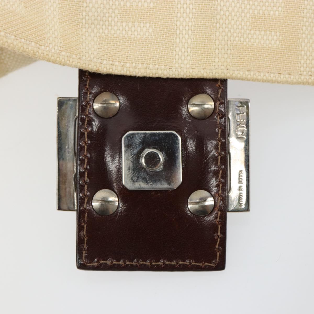 FENDI Zucca Canvas Mamma Baguette Shoulder Bag Beige Silver Auth 183769SAV