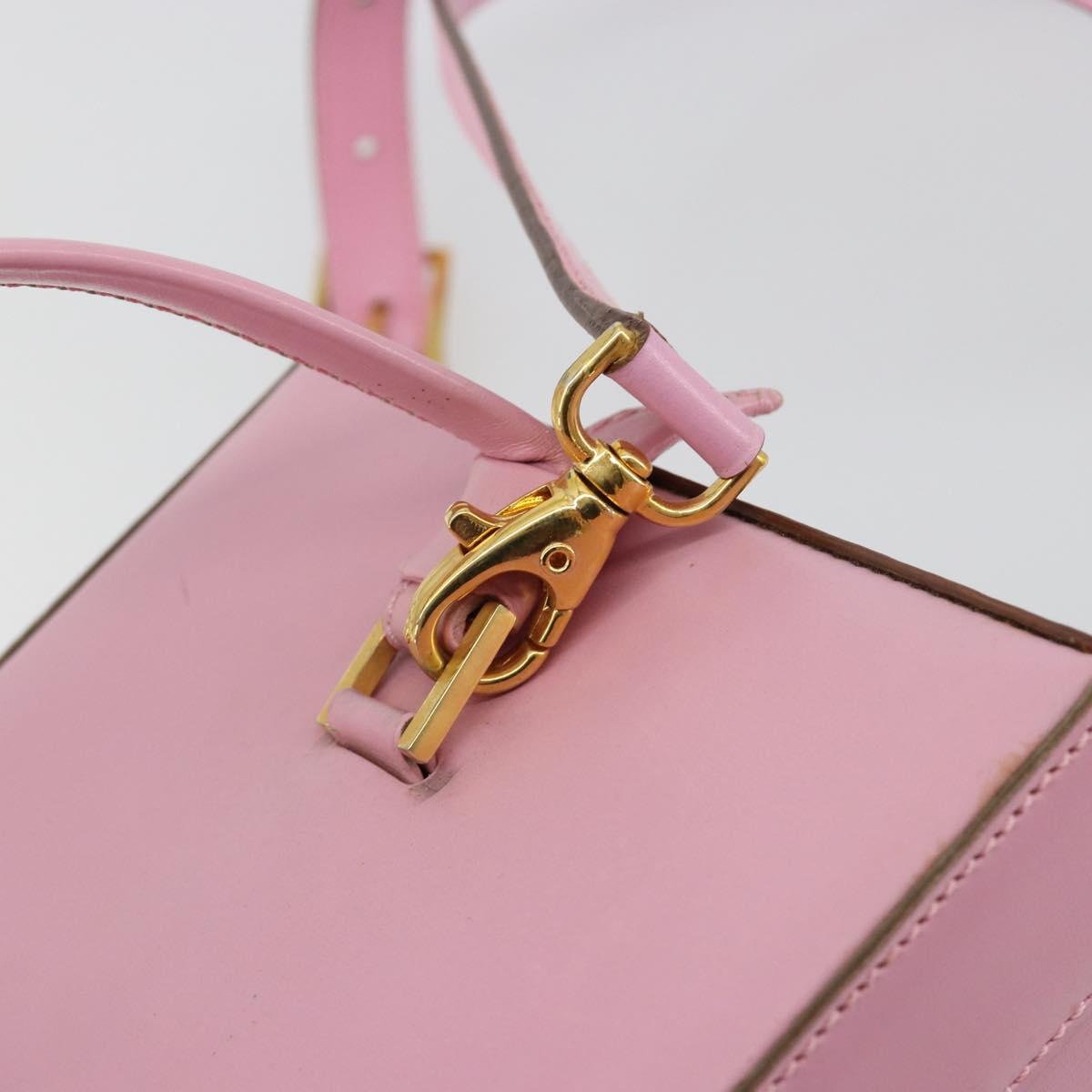 CELINE Vanity Shoulder Bag Leather 2way Gold Pink Auth 183776A