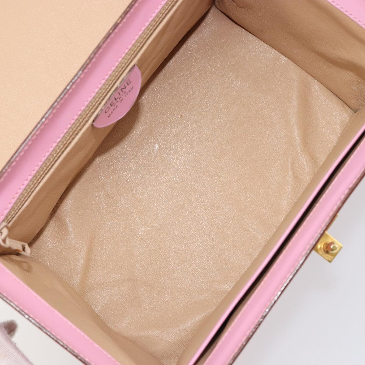 CELINE Vanity Shoulder Bag Leather 2way Gold Pink Auth 183776A