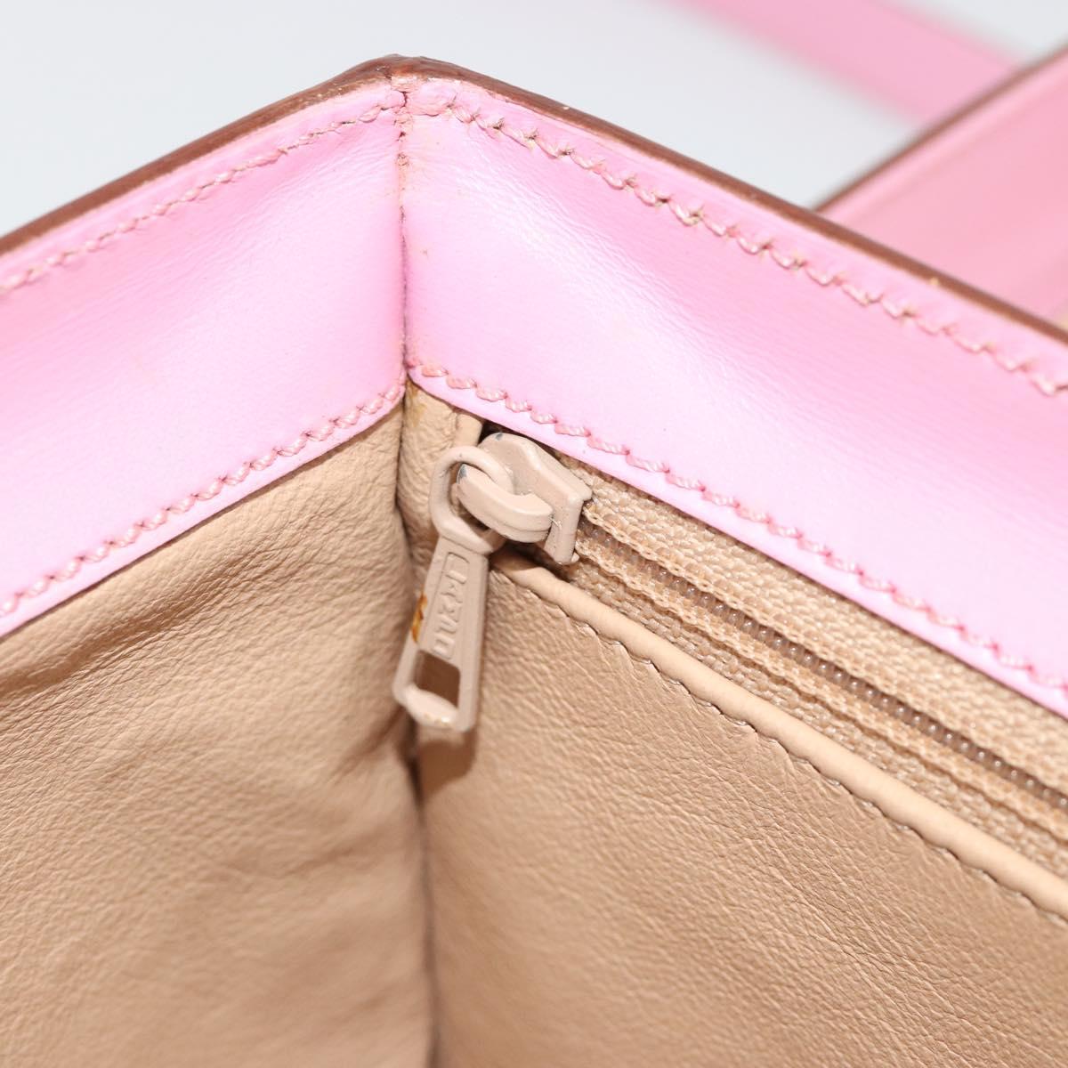 CELINE Vanity Shoulder Bag Leather 2way Gold Pink Auth 183776A