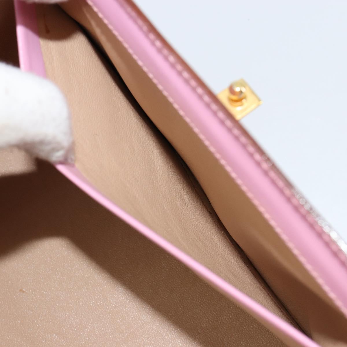 CELINE Vanity Shoulder Bag Leather 2way Gold Pink Auth 183776A