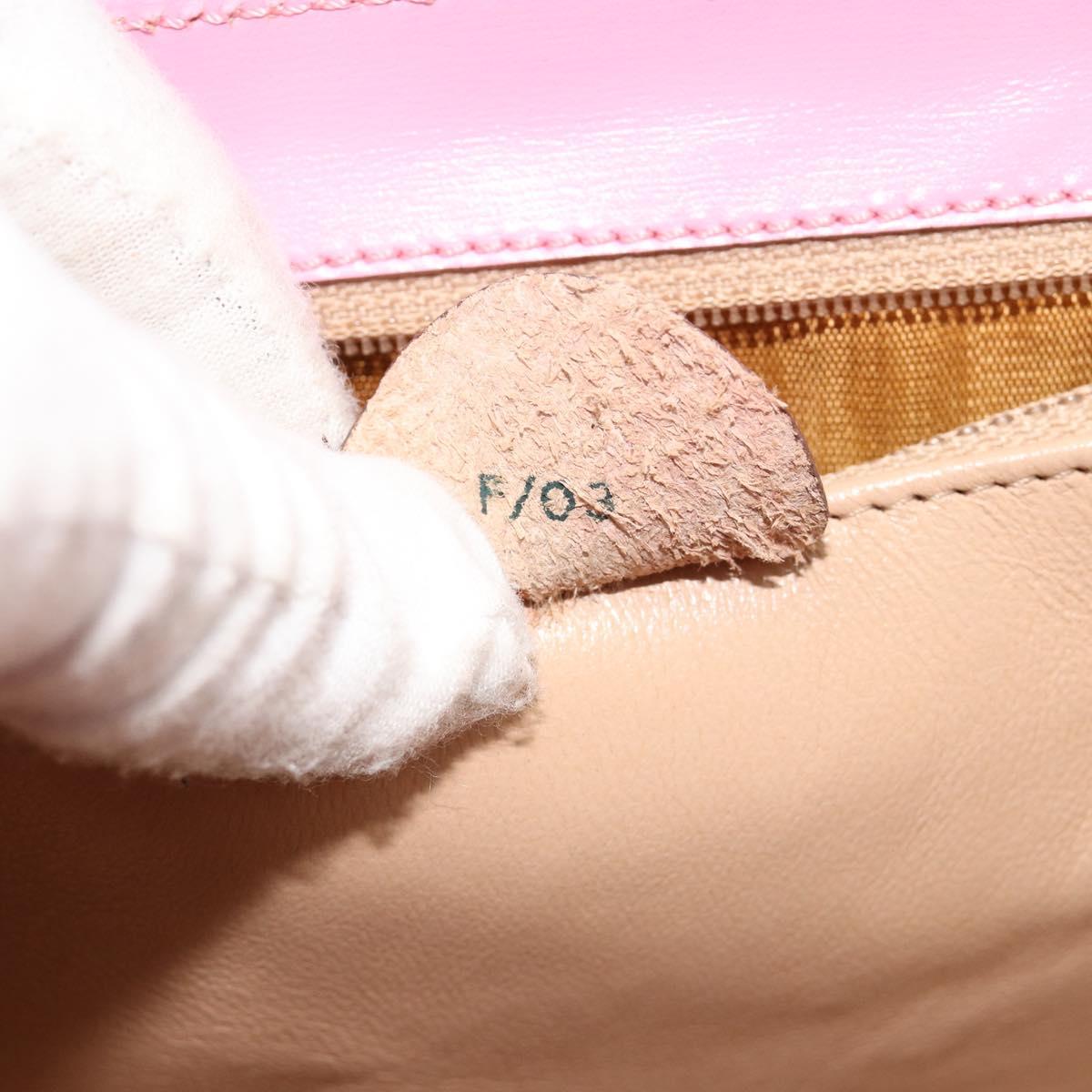 CELINE Vanity Shoulder Bag Leather 2way Gold Pink Auth 183776A