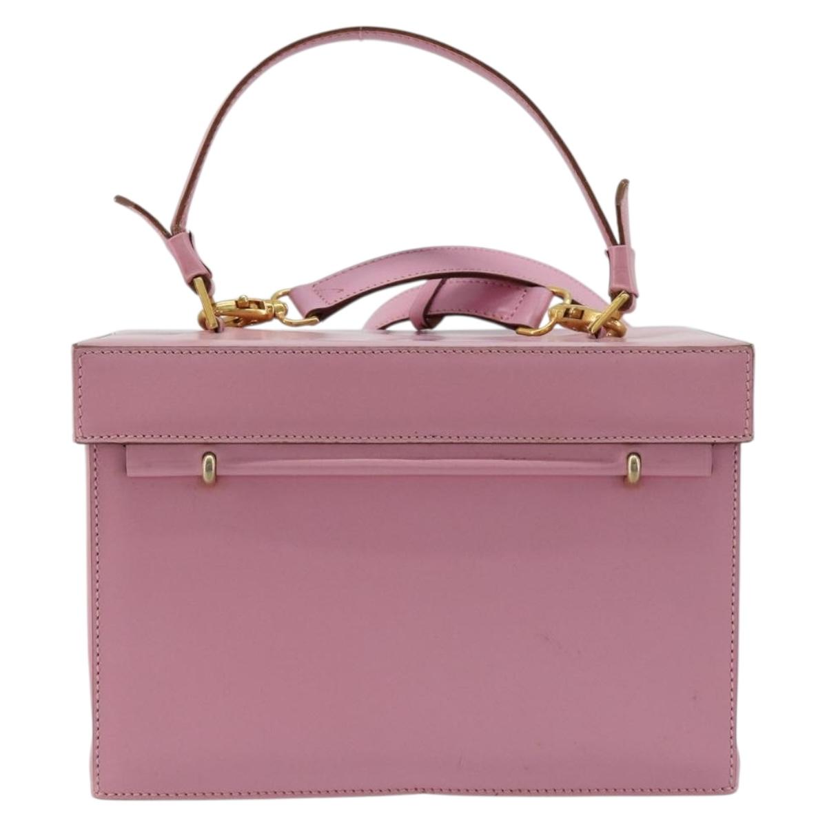 CELINE Vanity Shoulder Bag Leather 2way Gold Pink Auth 183776A