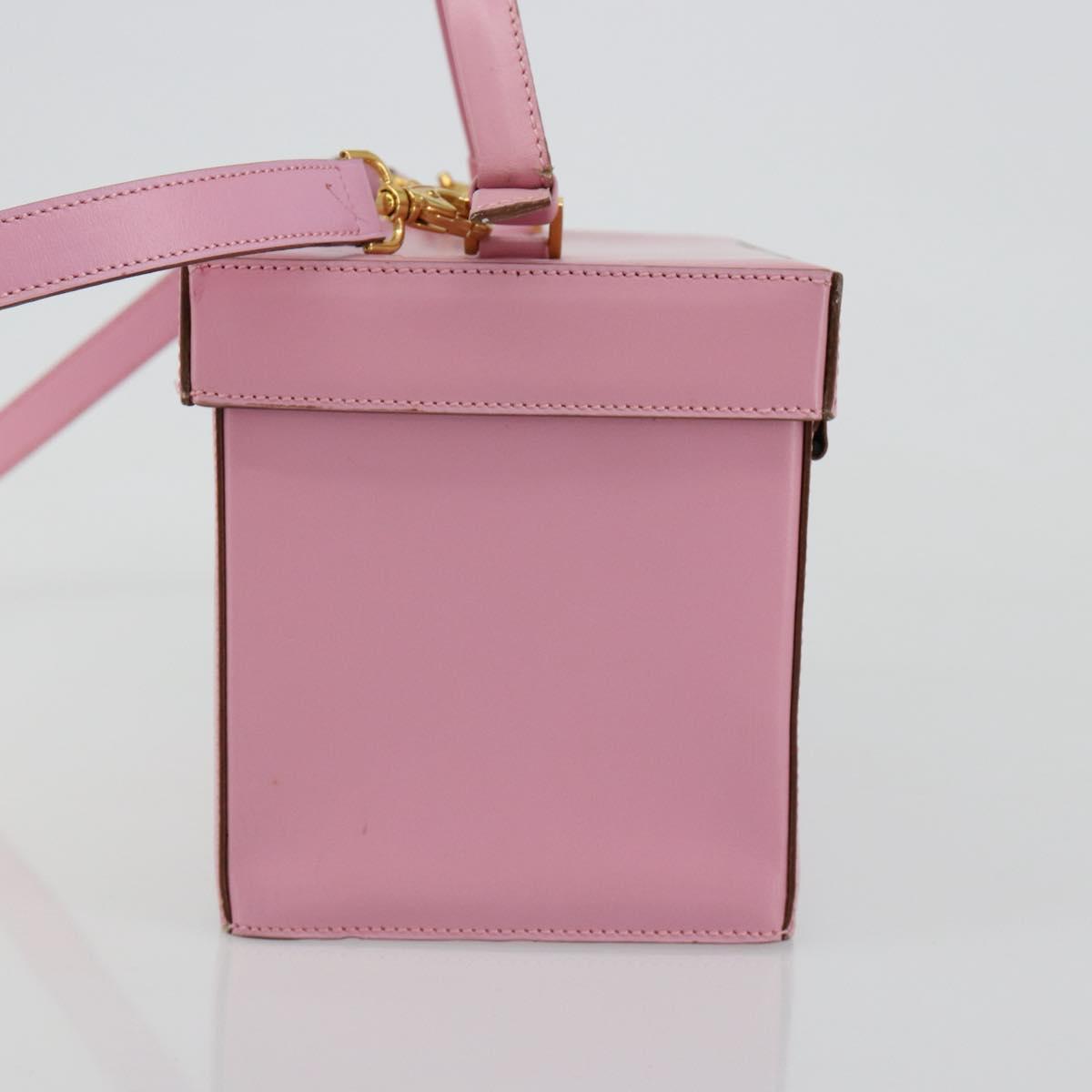 CELINE Vanity Shoulder Bag Leather 2way Gold Pink Auth 183776A