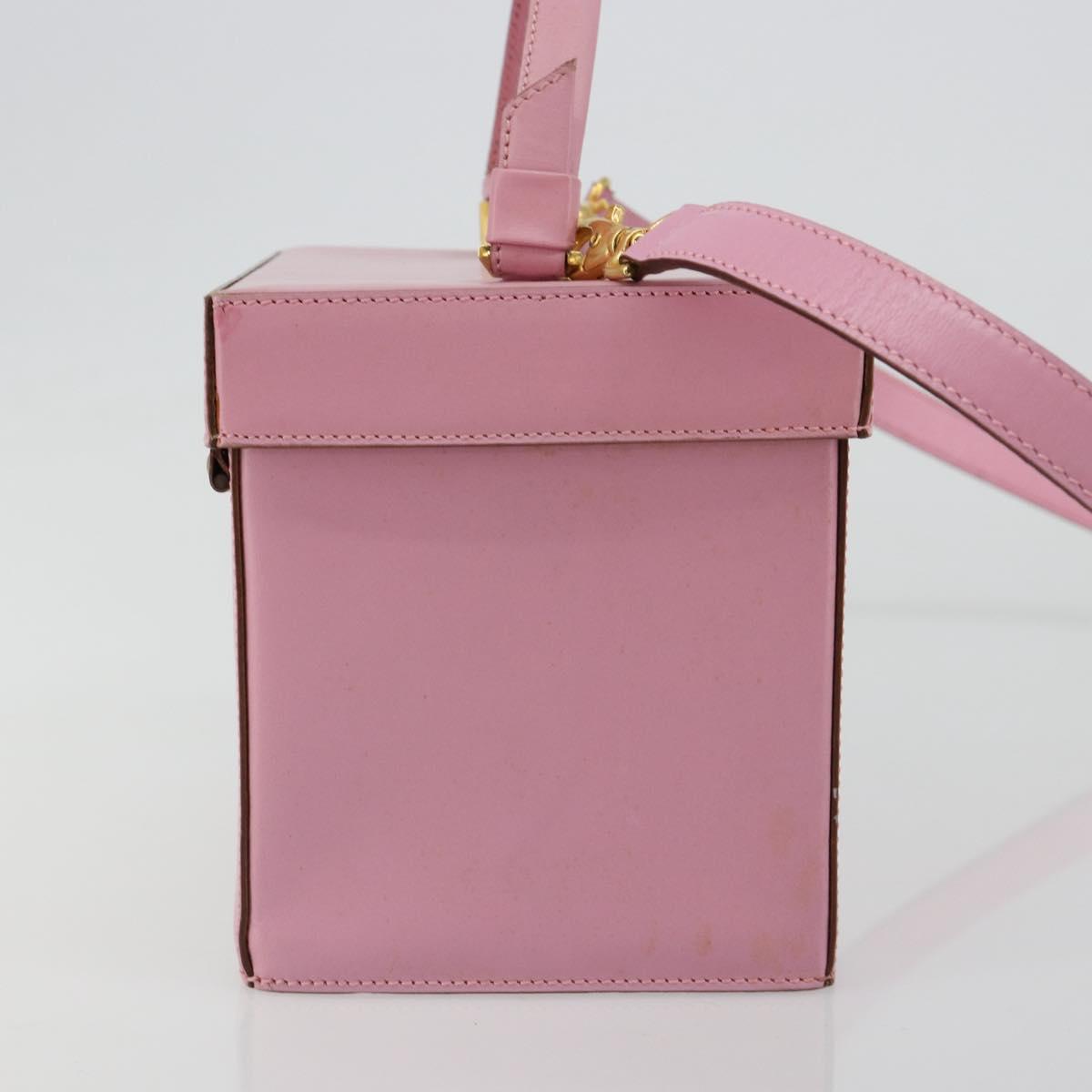 CELINE Vanity Shoulder Bag Leather 2way Gold Pink Auth 183776A