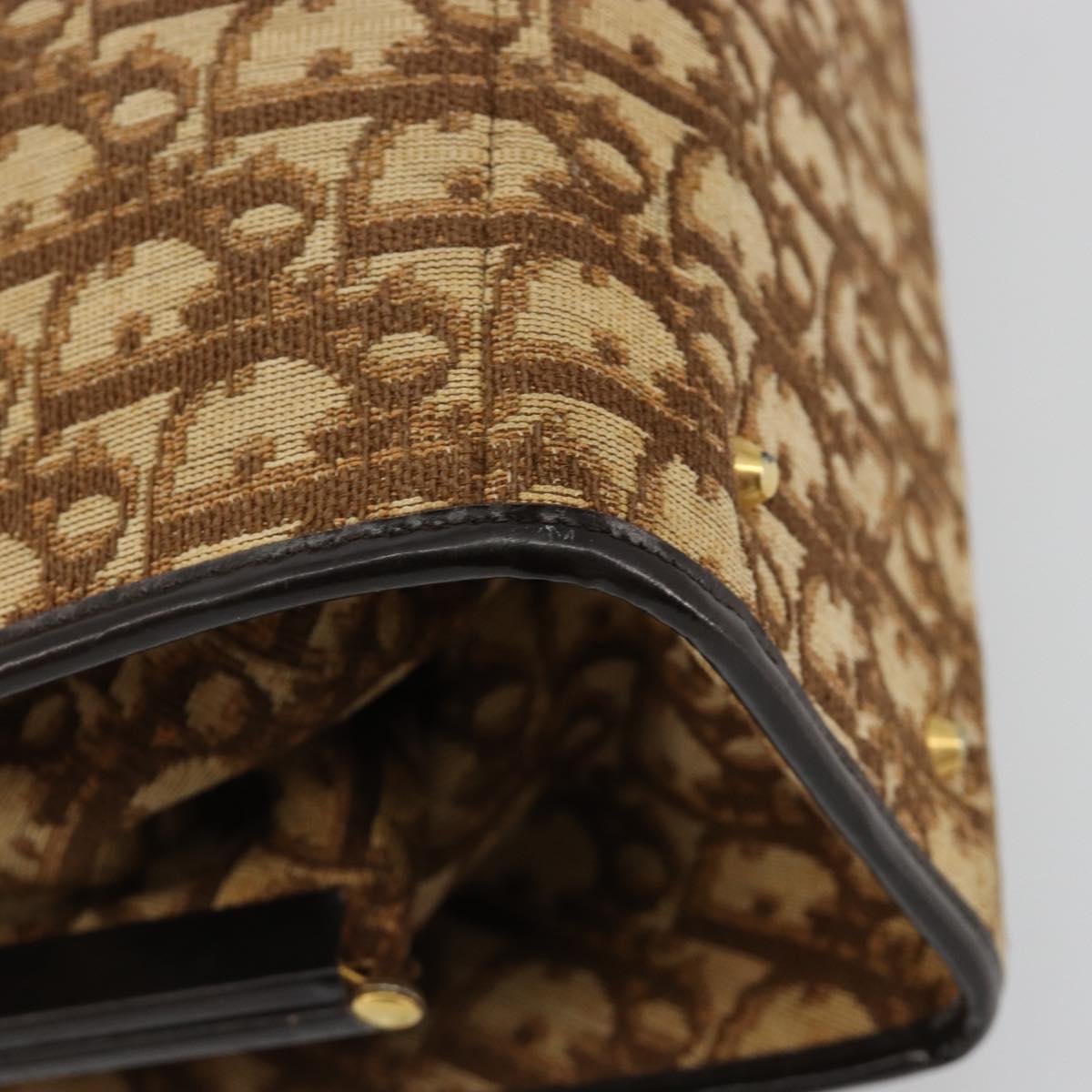 Christian Dior Trotter Canvas Hand Bag Beige Gold Auth 183778