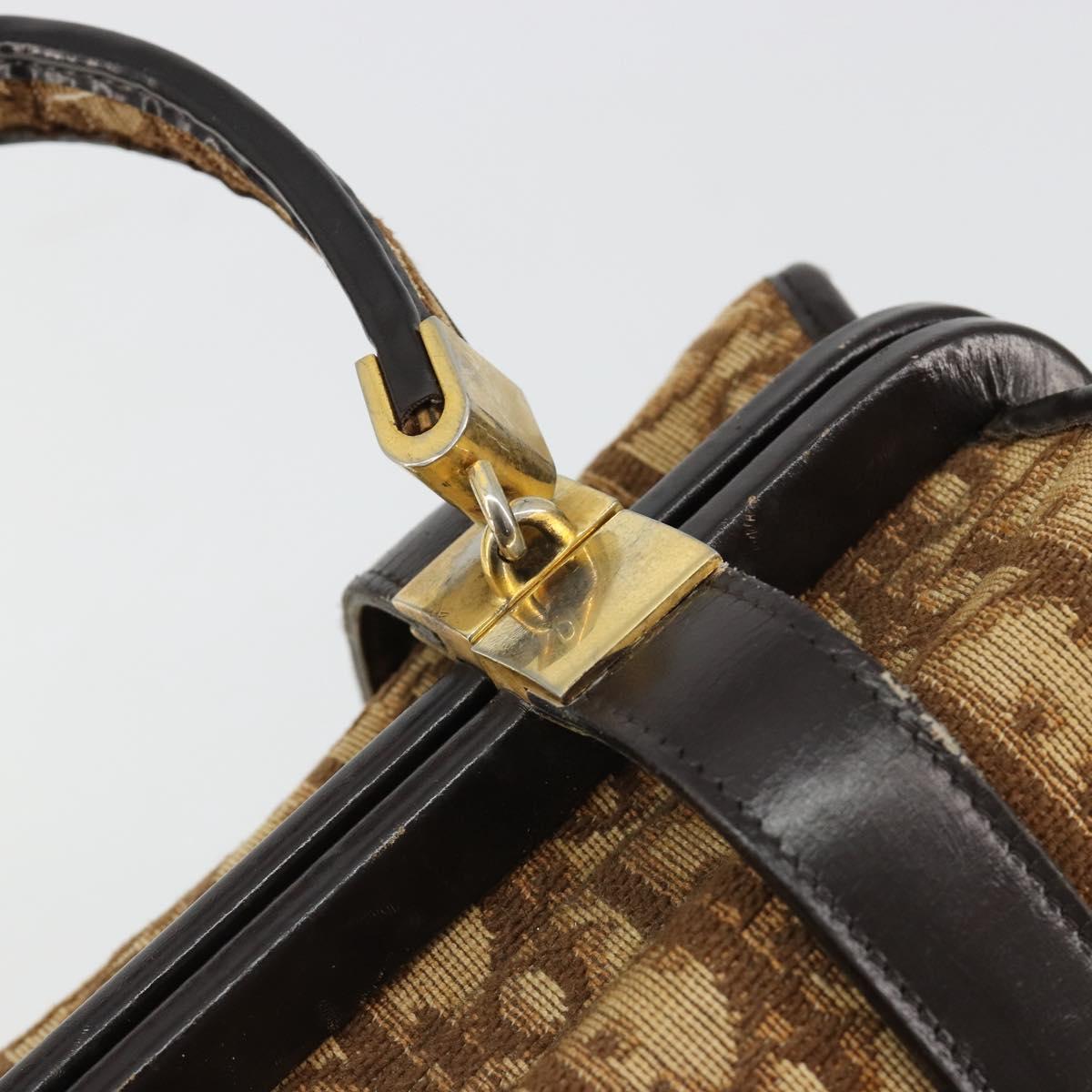 Christian Dior Trotter Canvas Hand Bag Beige Gold Auth 183778