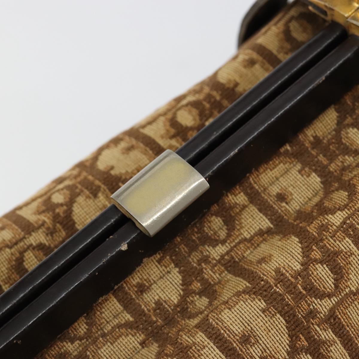 Christian Dior Trotter Canvas Hand Bag Beige Gold Auth 183778