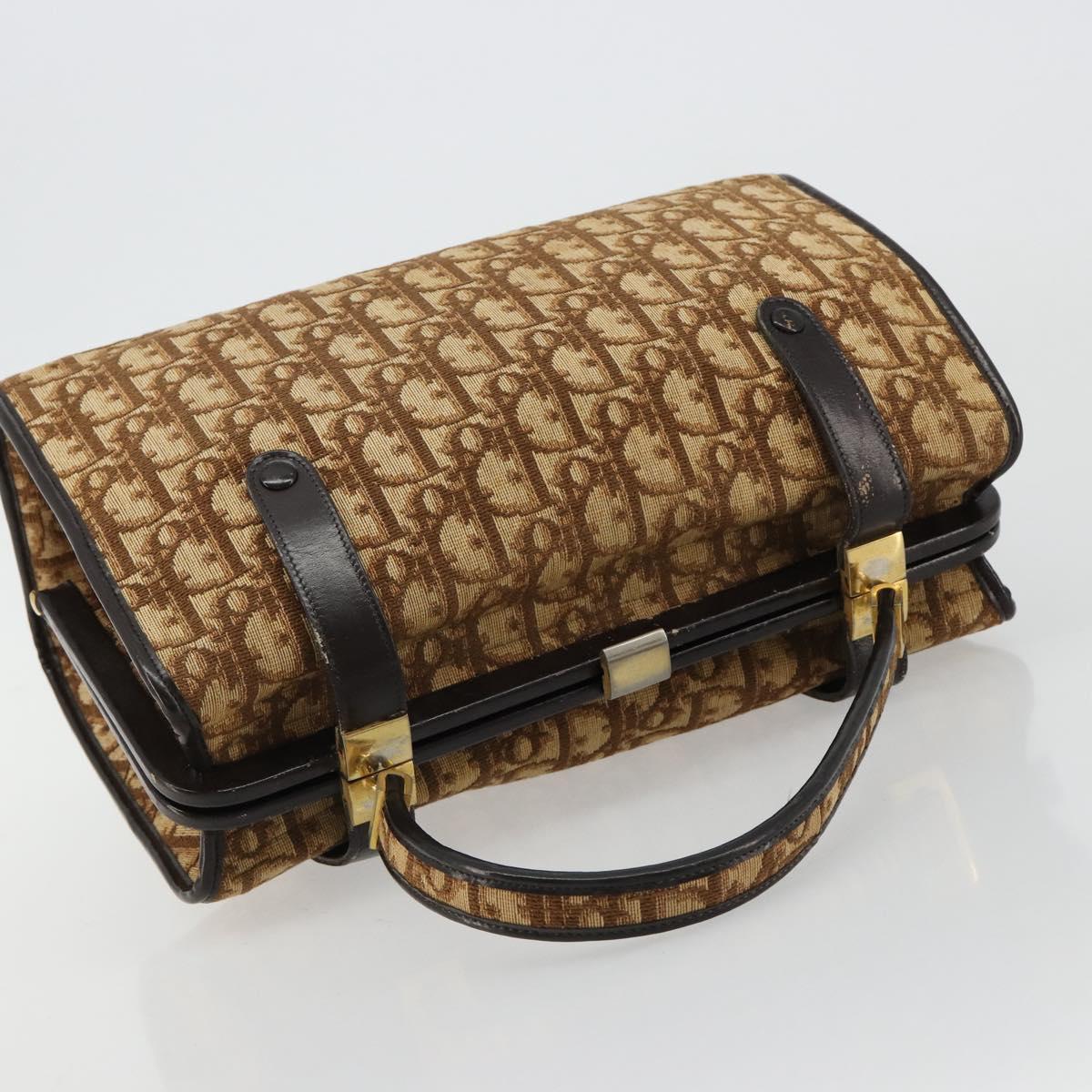 Christian Dior Trotter Canvas Hand Bag Beige Gold Auth 183778
