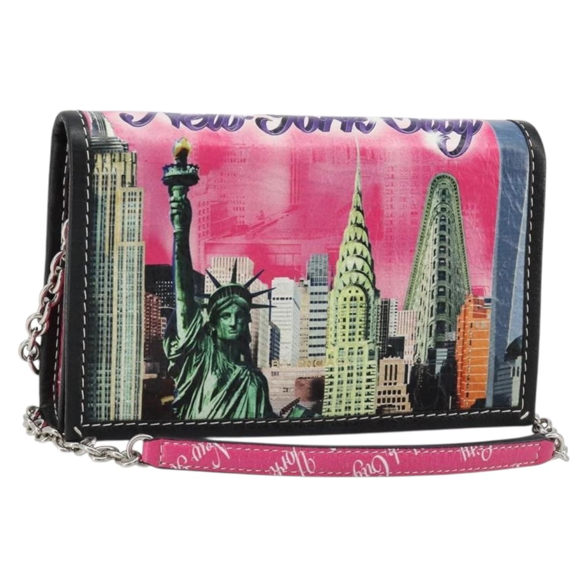 BALENCIAGA Chain Shoulder Bag Leather Pink Silver 197938 Auth 183779V