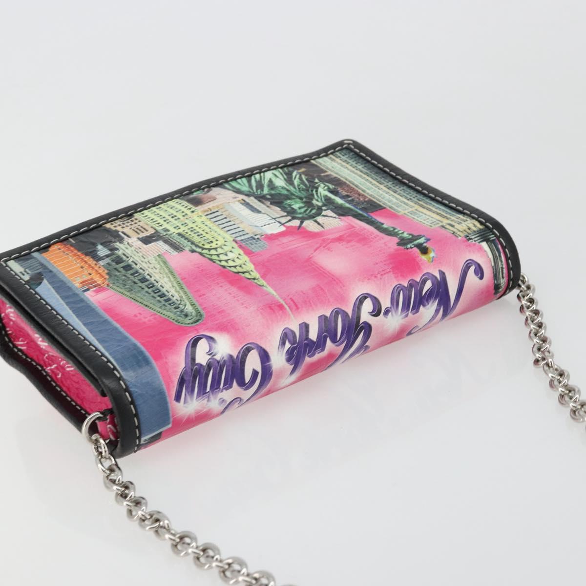 BALENCIAGA Chain Shoulder Bag Leather Pink Silver 197938 Auth 183779V