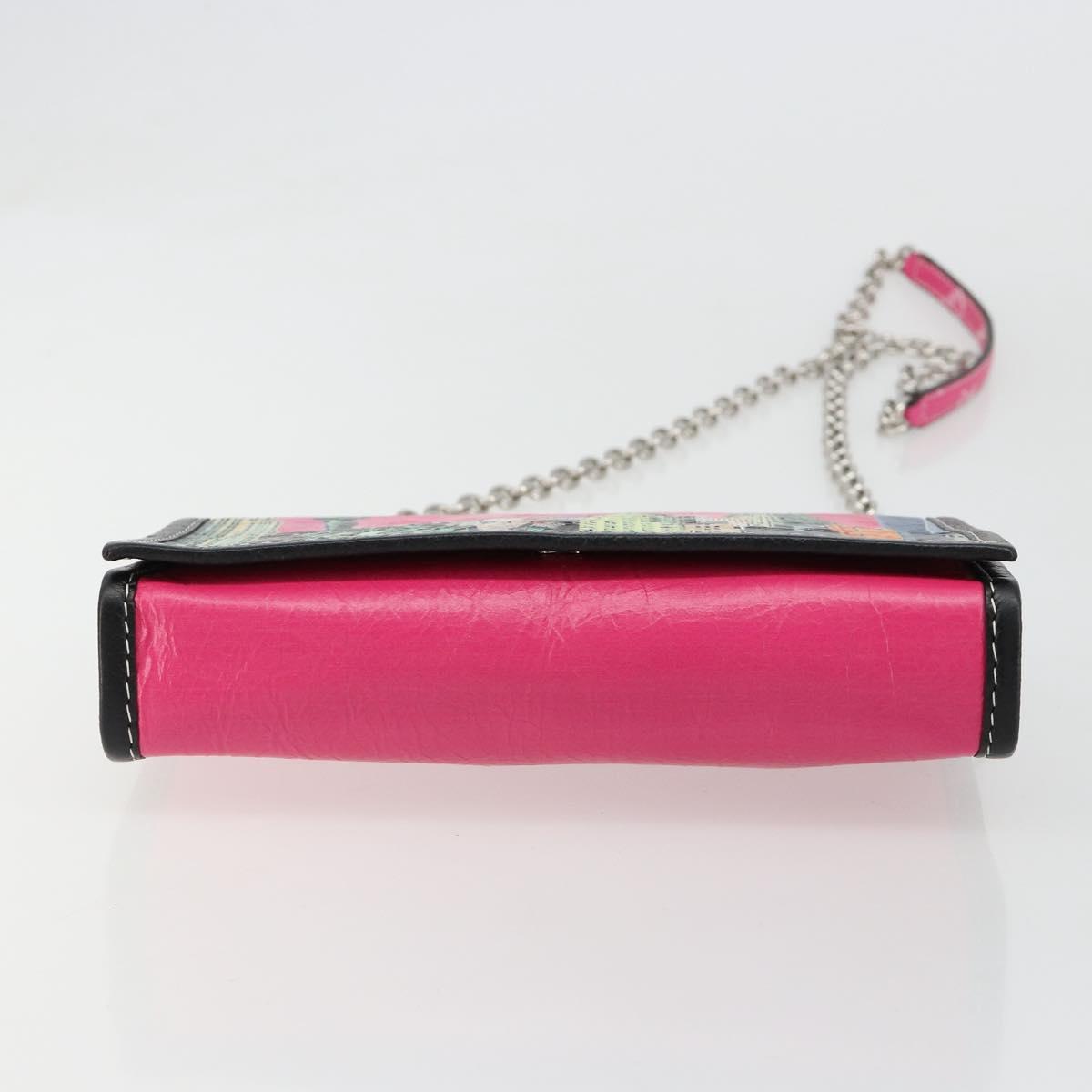 BALENCIAGA Chain Shoulder Bag Leather Pink Silver 197938 Auth 183779V