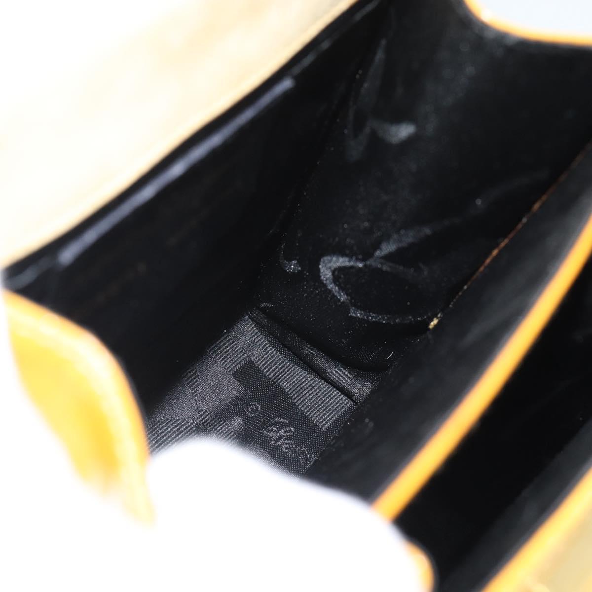 Salvatore Ferragamo Gancini Hand Bag Patent leather 2way Gold Yellow Auth 183782