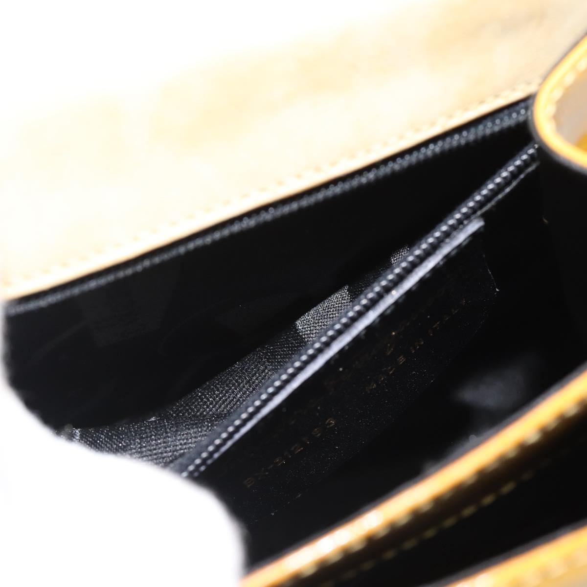 Salvatore Ferragamo Gancini Hand Bag Patent leather 2way Gold Yellow Auth 183782