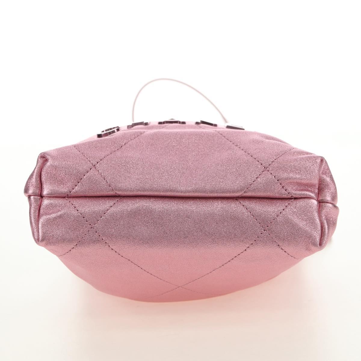 CHANEL Chain Chanel 22 Mini Shoulder Bag Calf Skin Pink CC Auth 183791SM