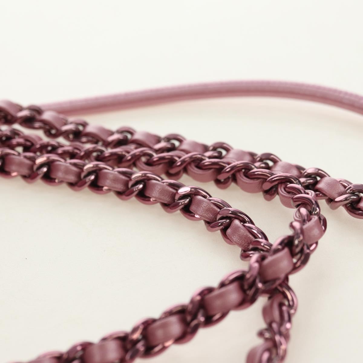 CHANEL Chain Chanel 22 Mini Shoulder Bag Calf Skin Pink CC Auth 183791SM