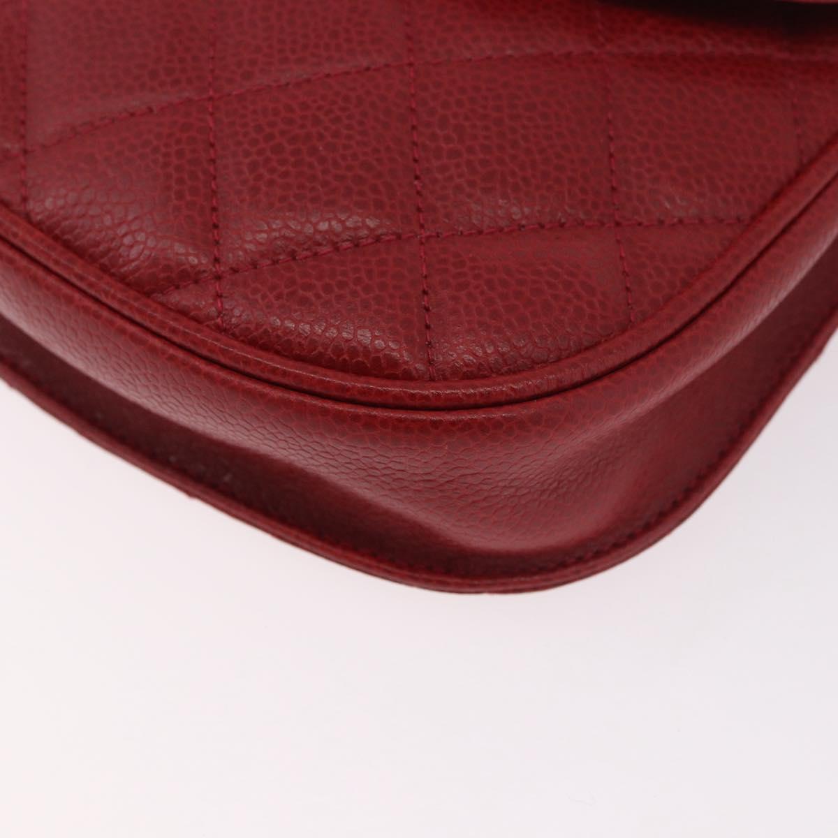 CHANEL Waist bag Caviar Skin Red Gold CC Auth 183792V