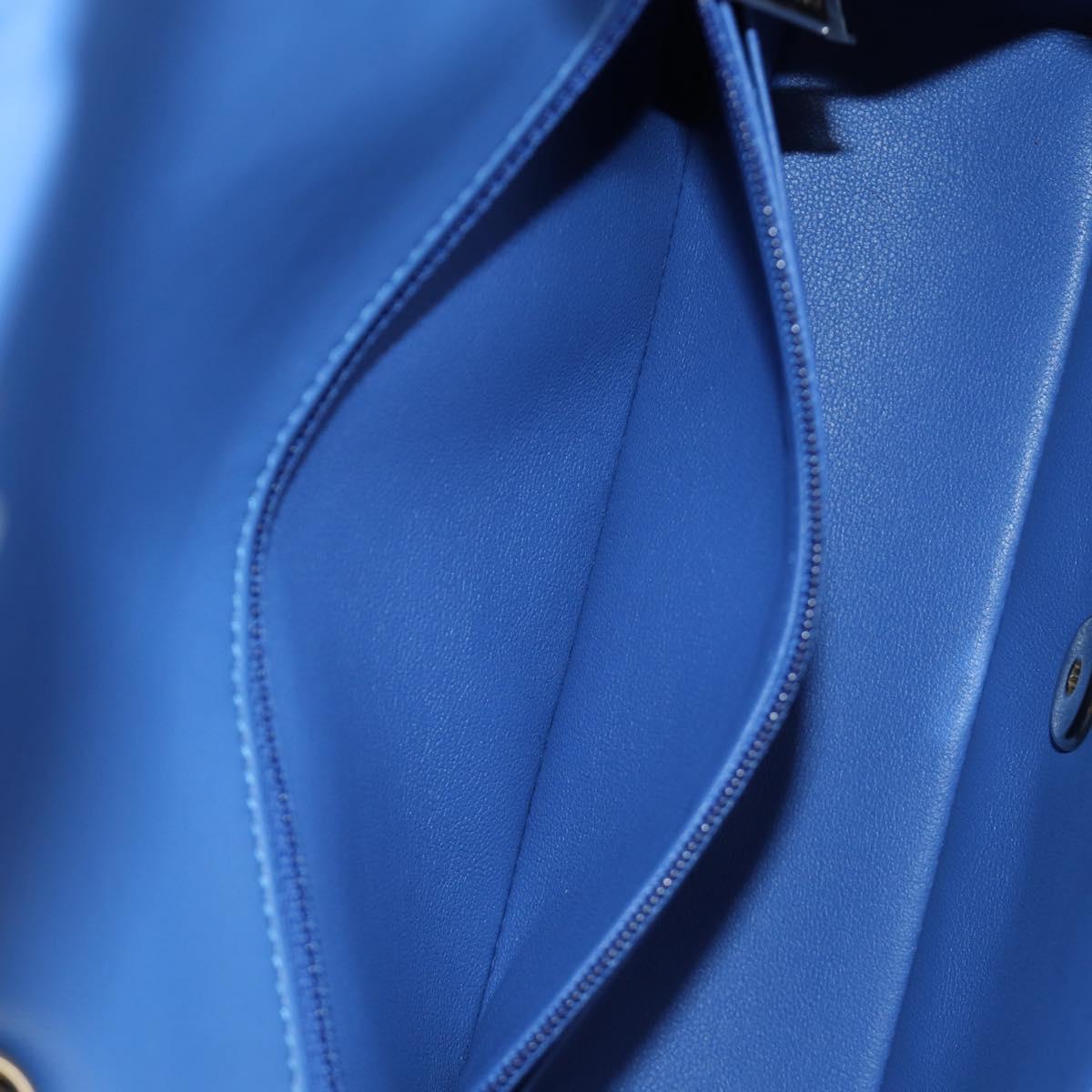 CHANEL Mini Matelasse 20 Chain Shoulder Bag Lamb Skin Blue Gold CC Auth 183794SM