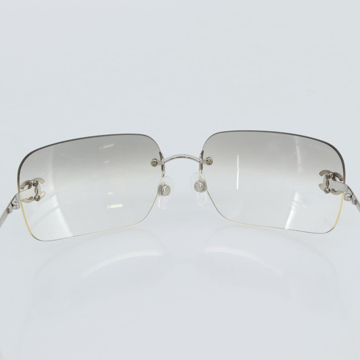 CHANEL COCO Mark Sunglasses metal Clear CC Auth 183797V
