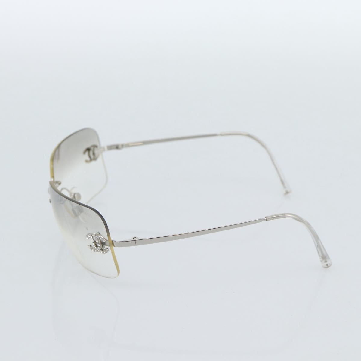 CHANEL COCO Mark Sunglasses metal Clear CC Auth 183797V