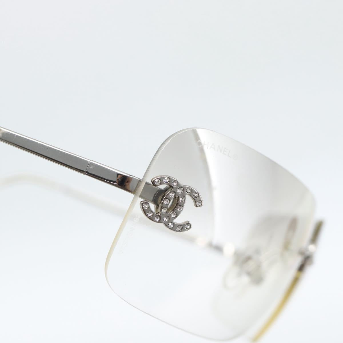 CHANEL COCO Mark Sunglasses metal Clear CC Auth 183797V