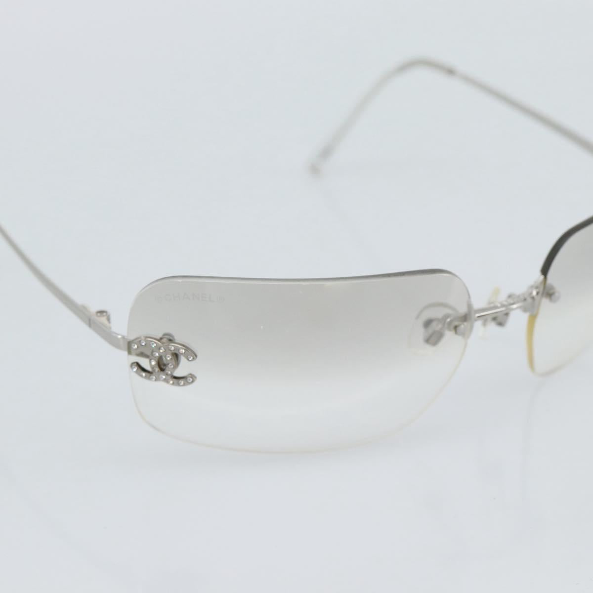 CHANEL COCO Mark Sunglasses metal Clear CC Auth 183797V
