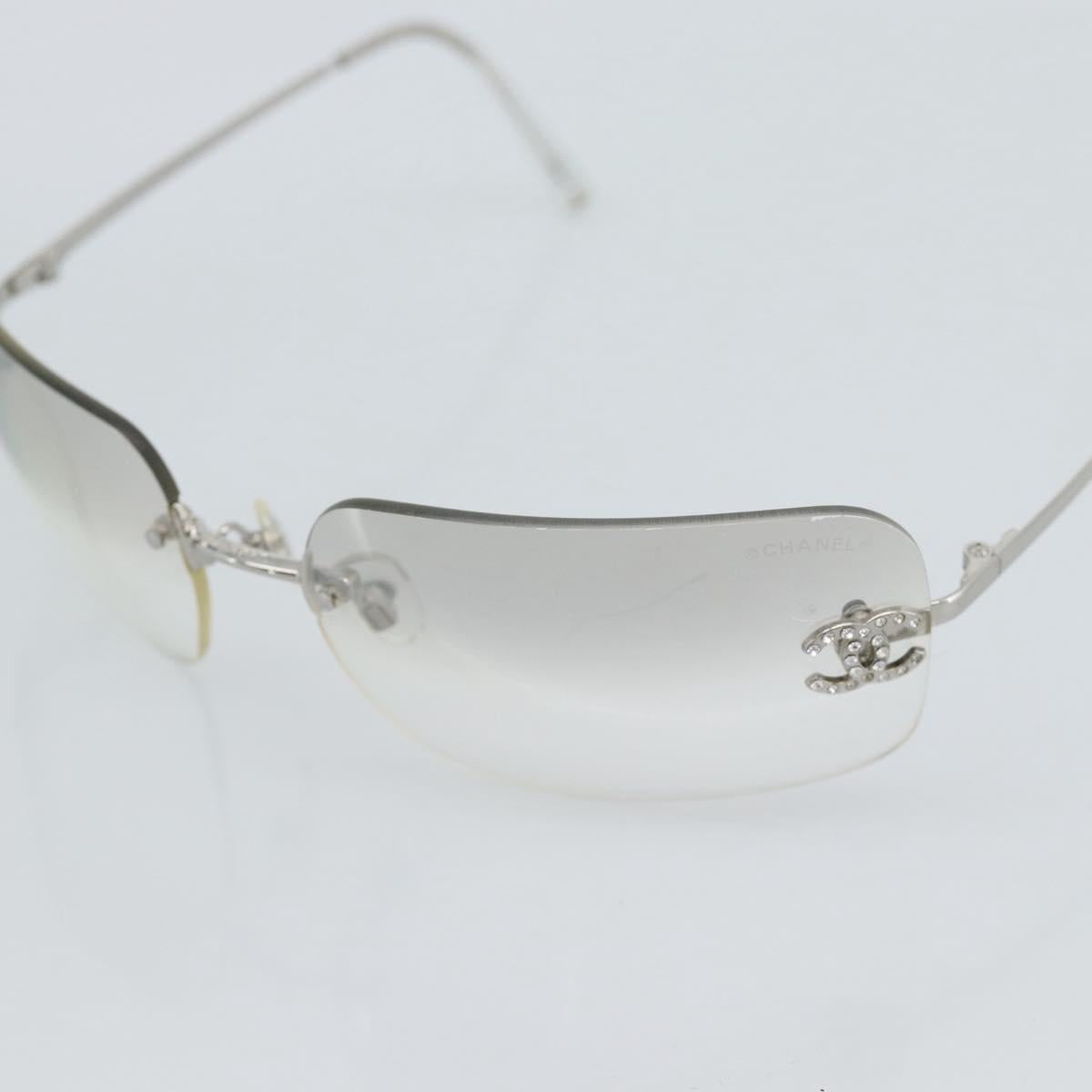 CHANEL COCO Mark Sunglasses metal Clear CC Auth 183797V