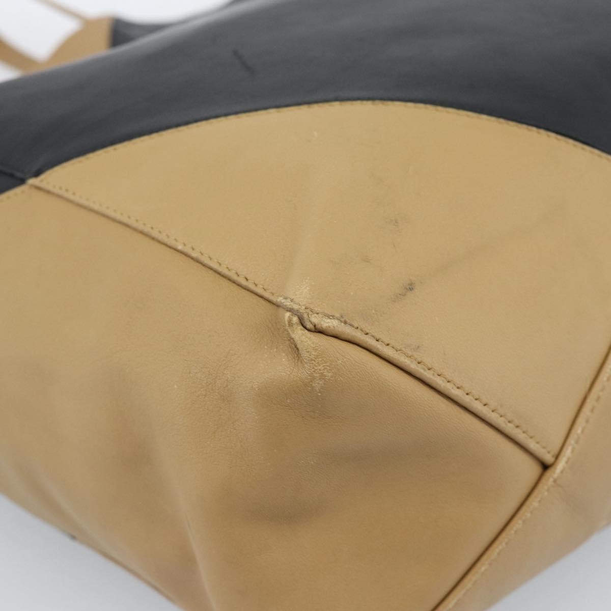 CELINE Tote Bag Leather Black Auth 183811