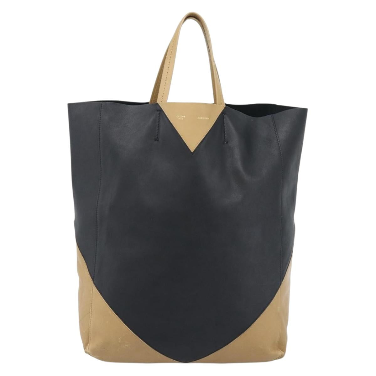 CELINE Tote Bag Leather Black Auth 183811
