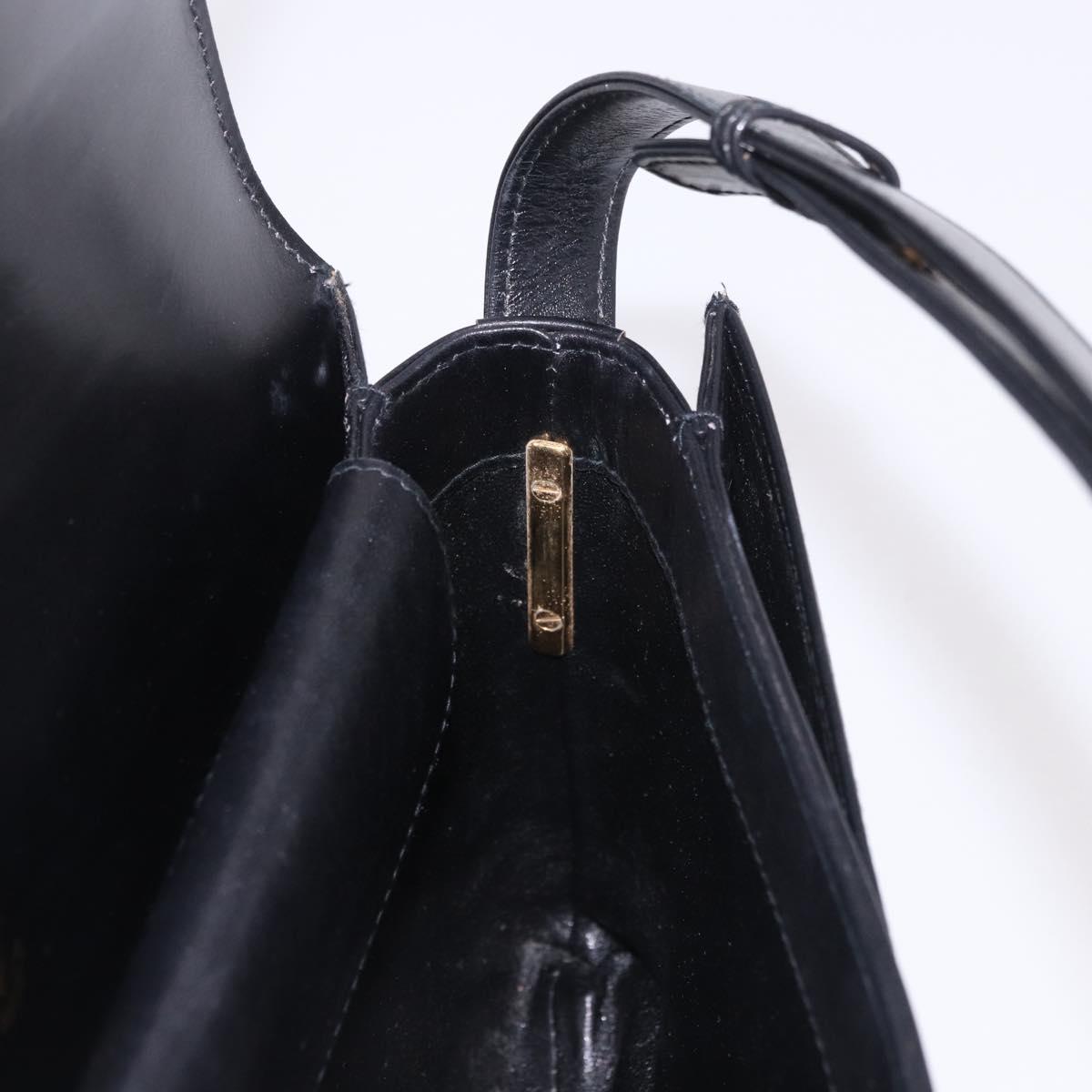 GUCCI Shoulder Bag Leather Black Gold Auth 183812V