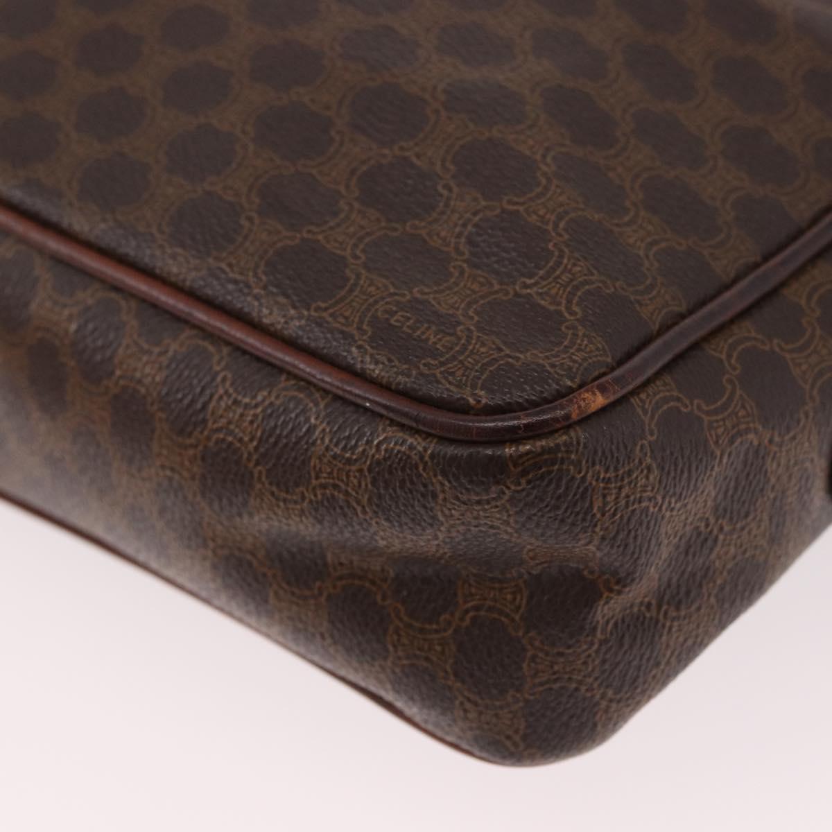 CELINE Macadam Canvas Shoulder Bag PVC Leather Brown Gold Auth 183815