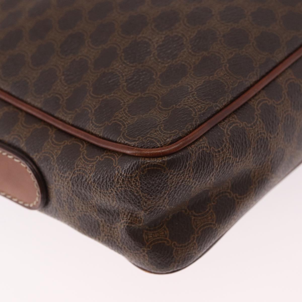 CELINE Macadam Canvas Shoulder Bag PVC Leather Brown Gold Auth 183815
