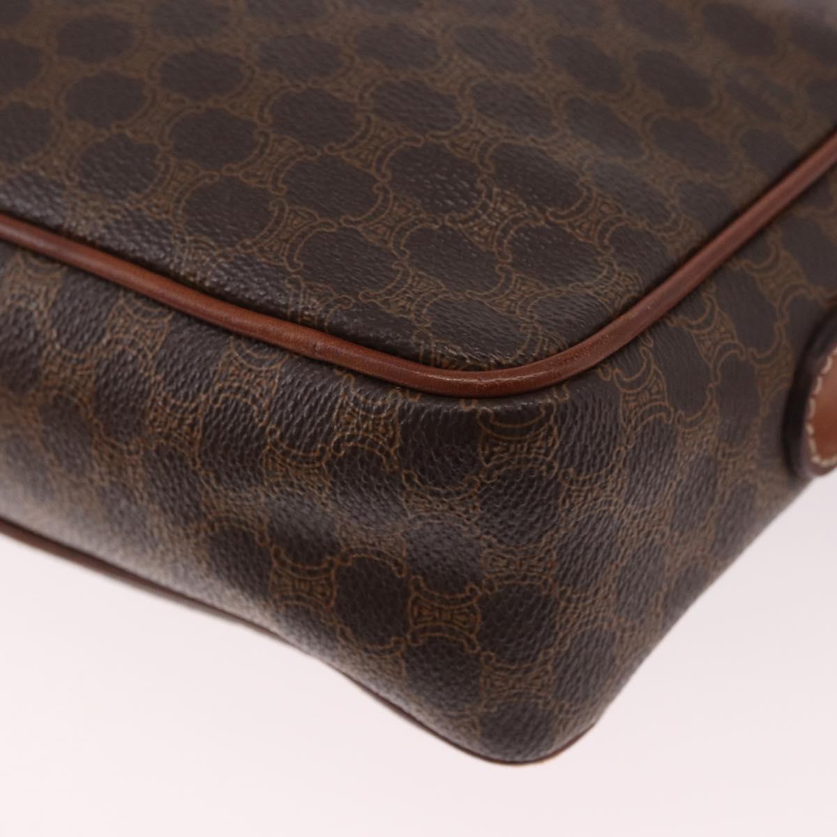 CELINE Macadam Canvas Shoulder Bag PVC Leather Brown Gold Auth 183815