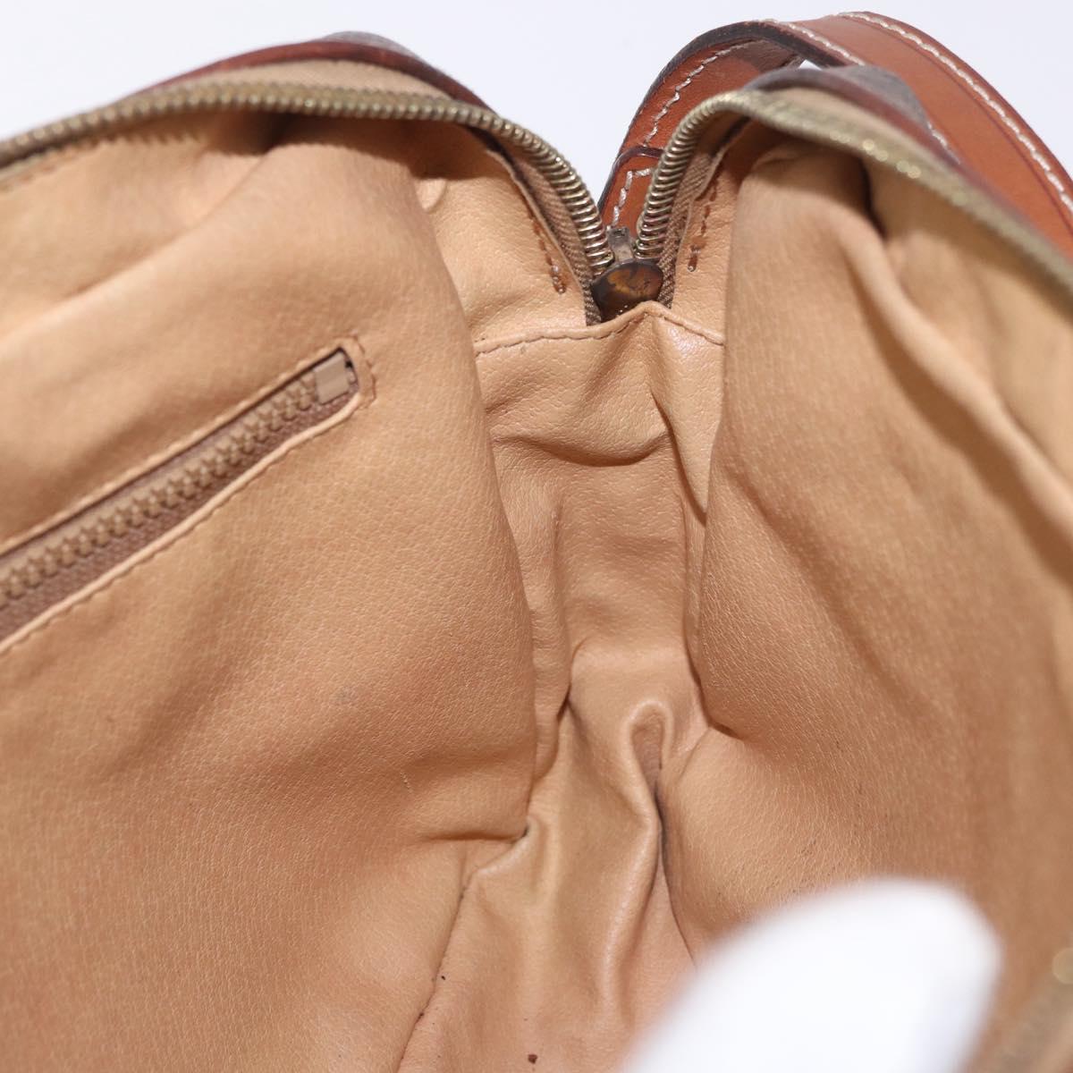 CELINE Macadam Canvas Shoulder Bag PVC Leather Brown Gold Auth 183815