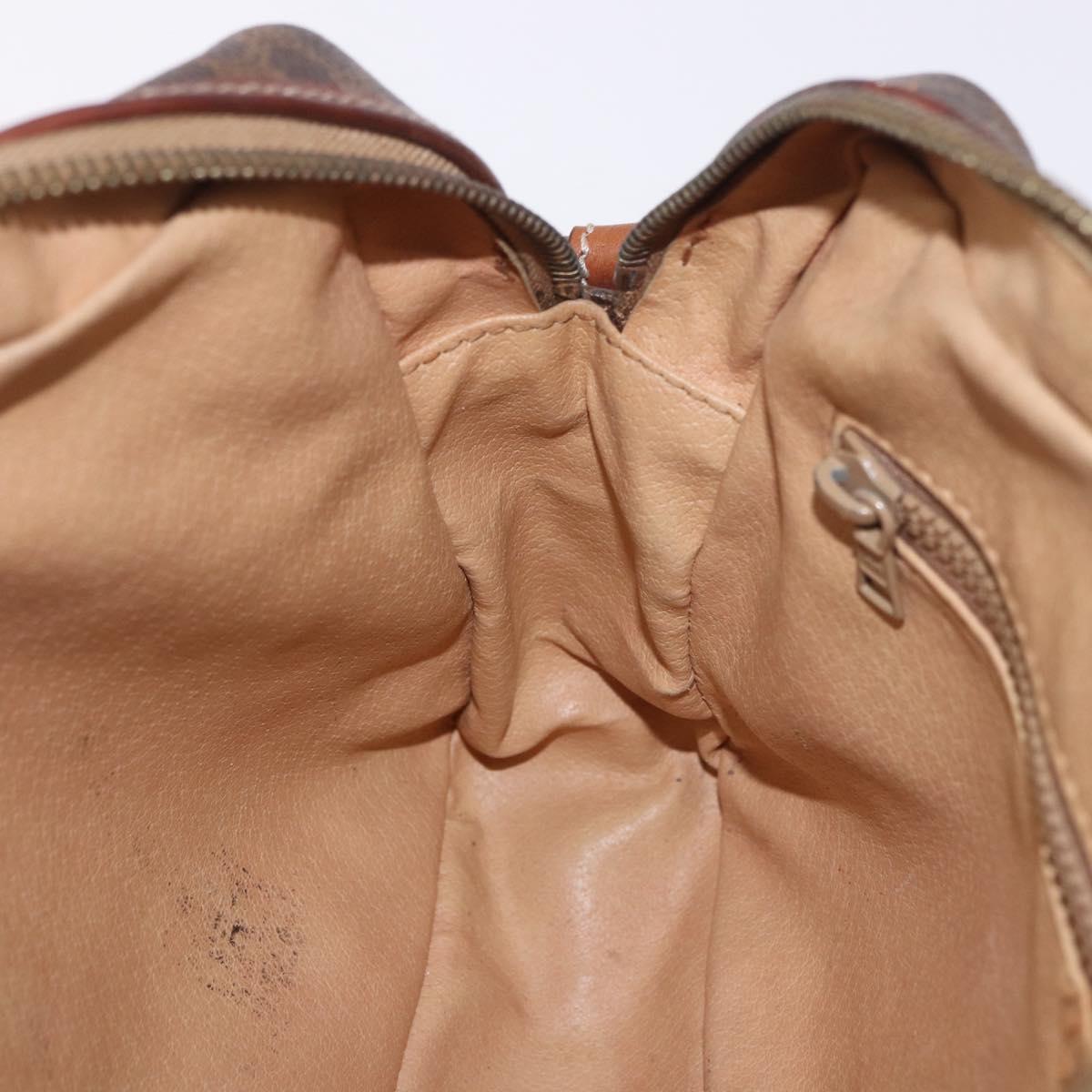CELINE Macadam Canvas Shoulder Bag PVC Leather Brown Gold Auth 183815
