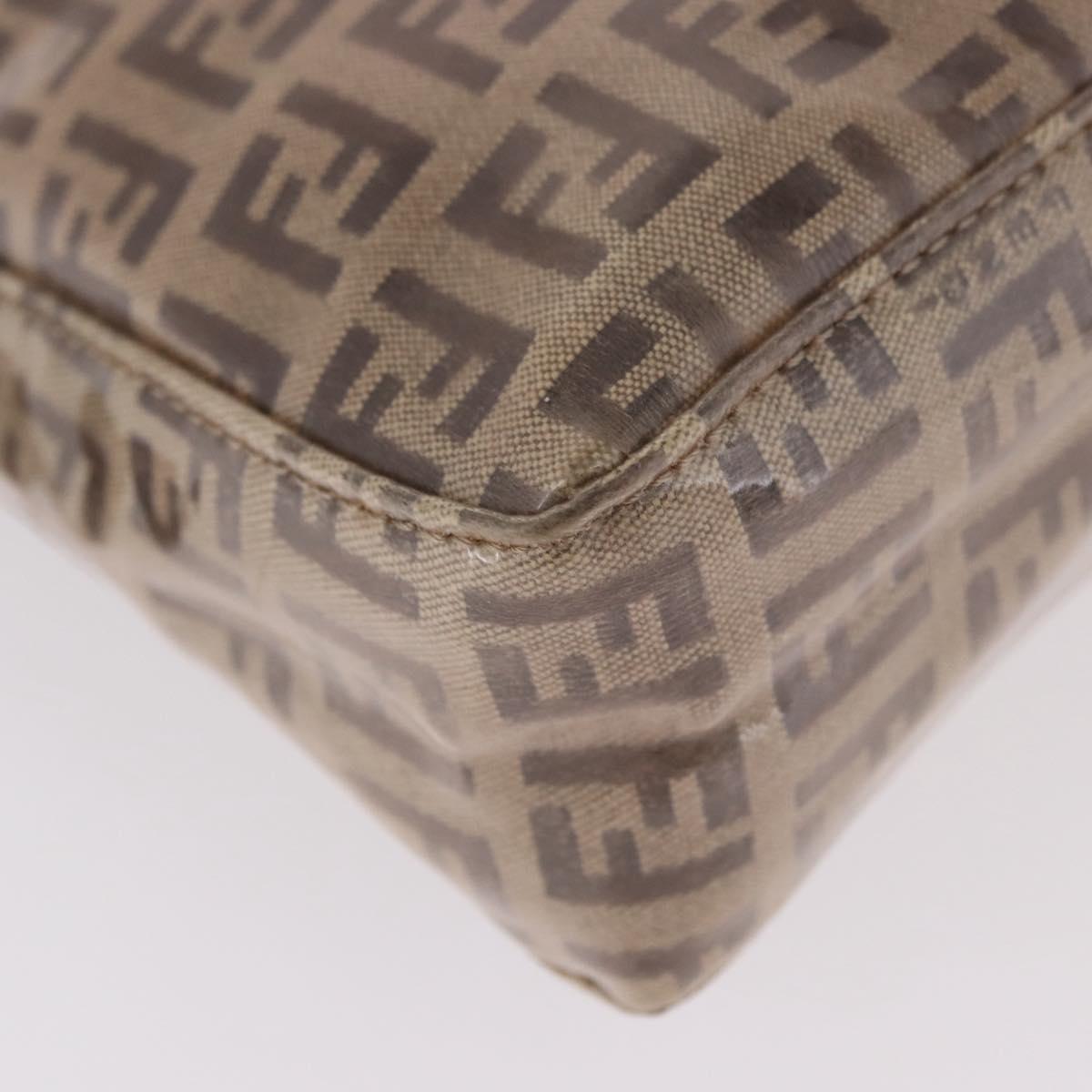 FENDI Zucchino Canvas Hand Bag Beige Gold Auth 183830