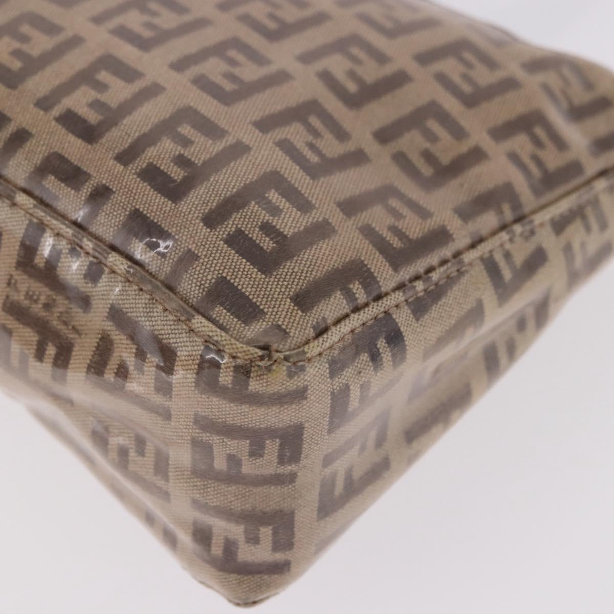 FENDI Zucchino Canvas Hand Bag Beige Gold Auth 183830
