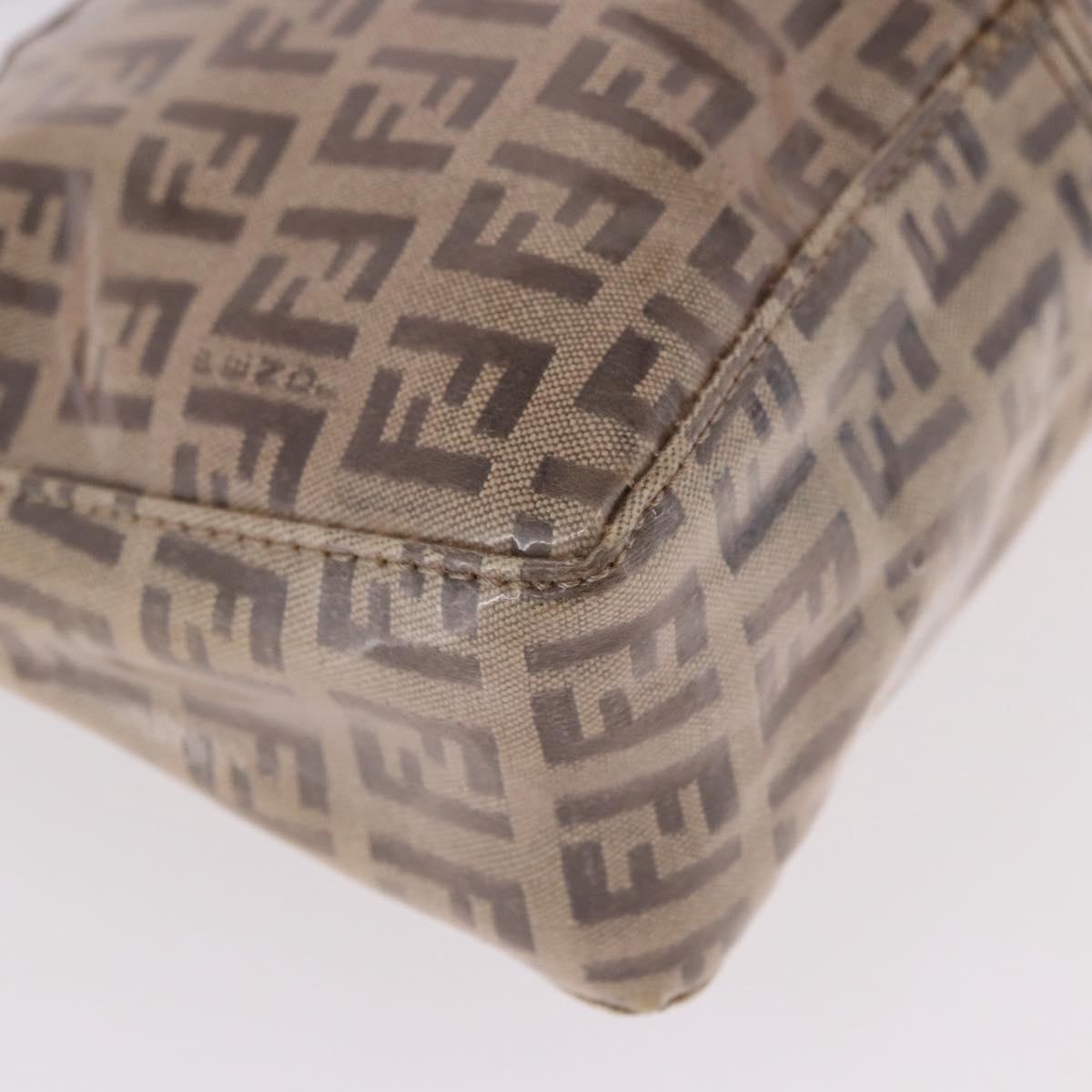 FENDI Zucchino Canvas Hand Bag Beige Gold Auth 183830