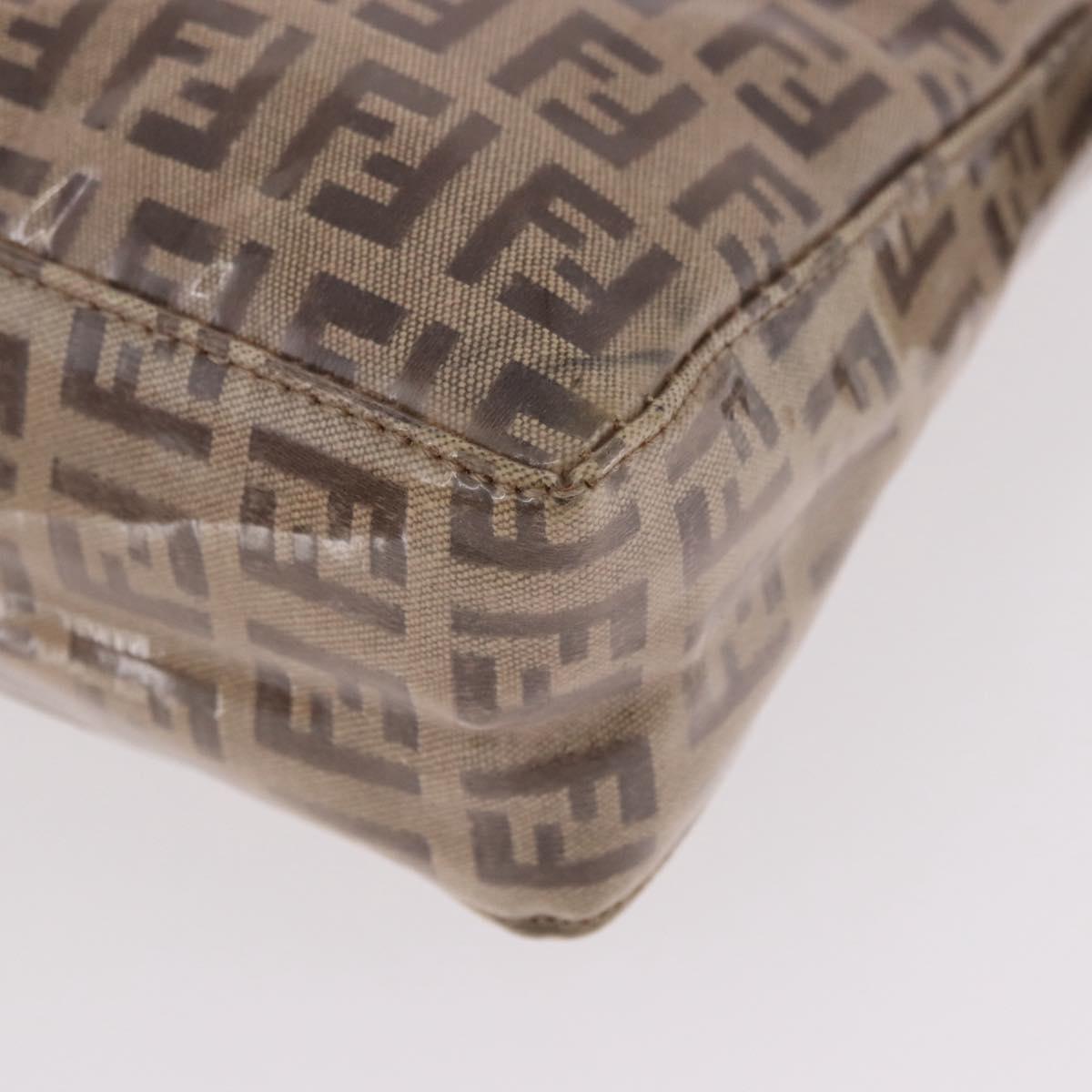 FENDI Zucchino Canvas Hand Bag Beige Gold Auth 183830