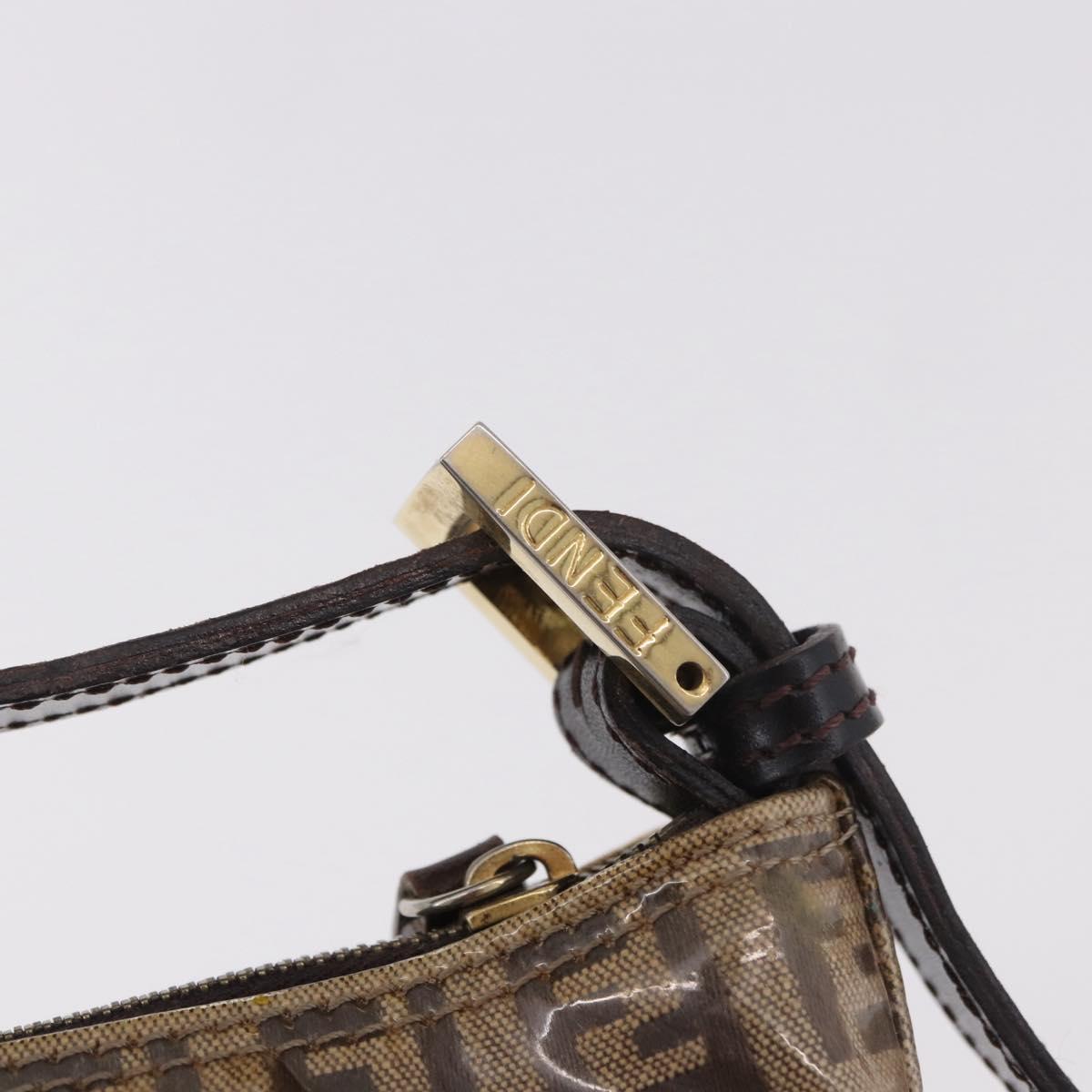 FENDI Zucchino Canvas Hand Bag Beige Gold Auth 183830