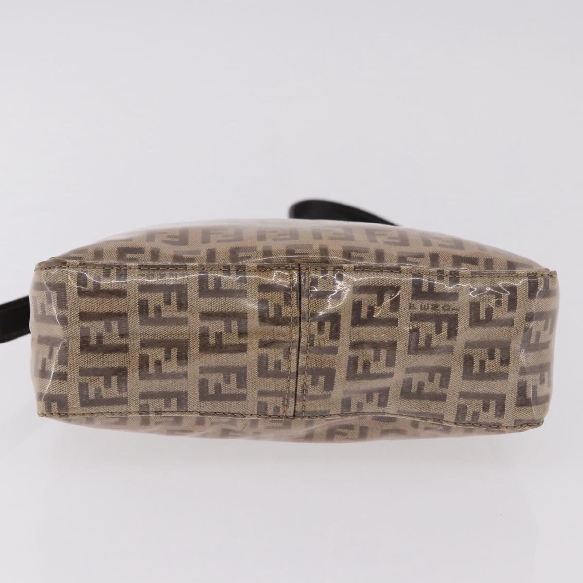 FENDI Zucchino Canvas Hand Bag Beige Gold Auth 183830