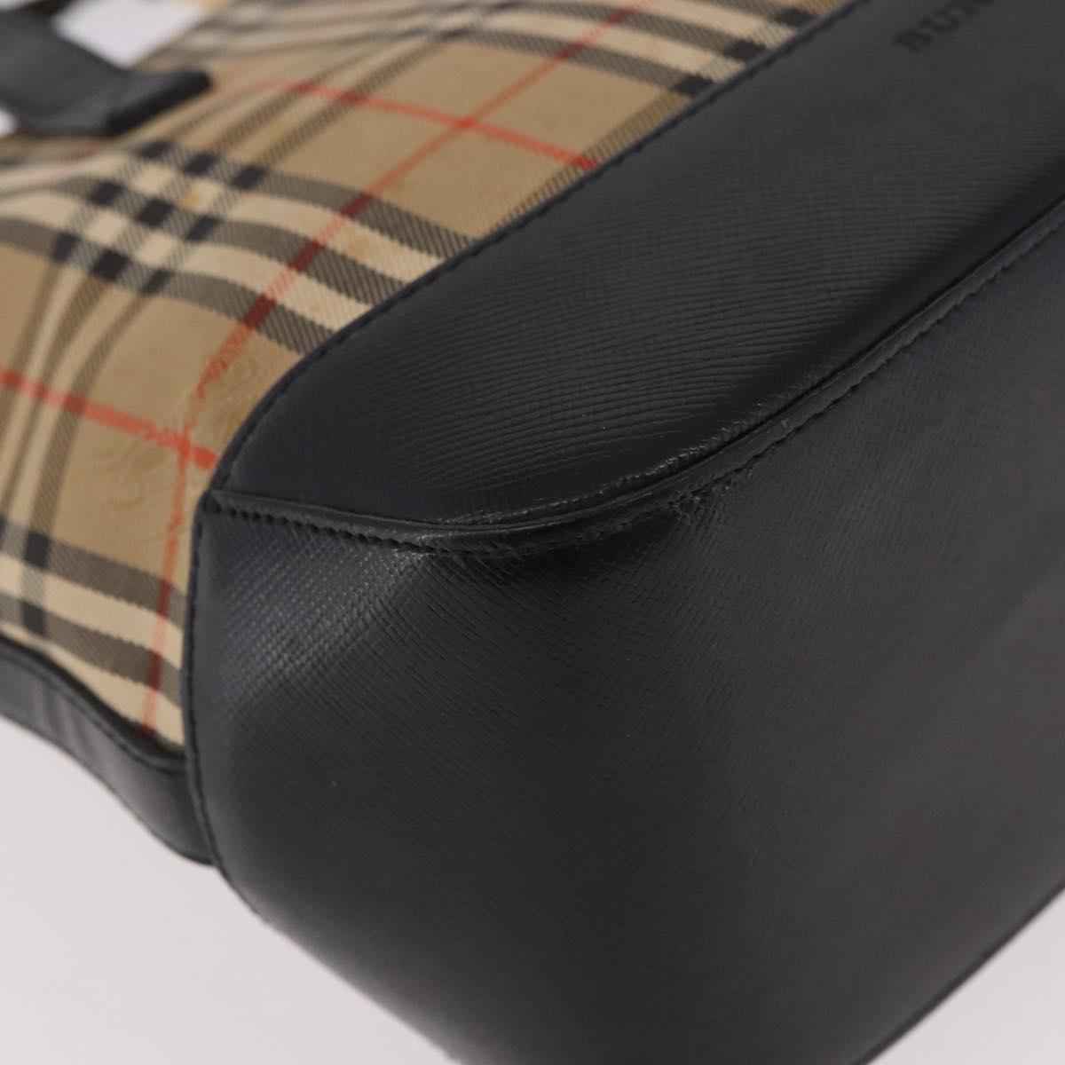 BURBERRY Nova Check Hand Bag Canvas Beige Gold Auth 183831
