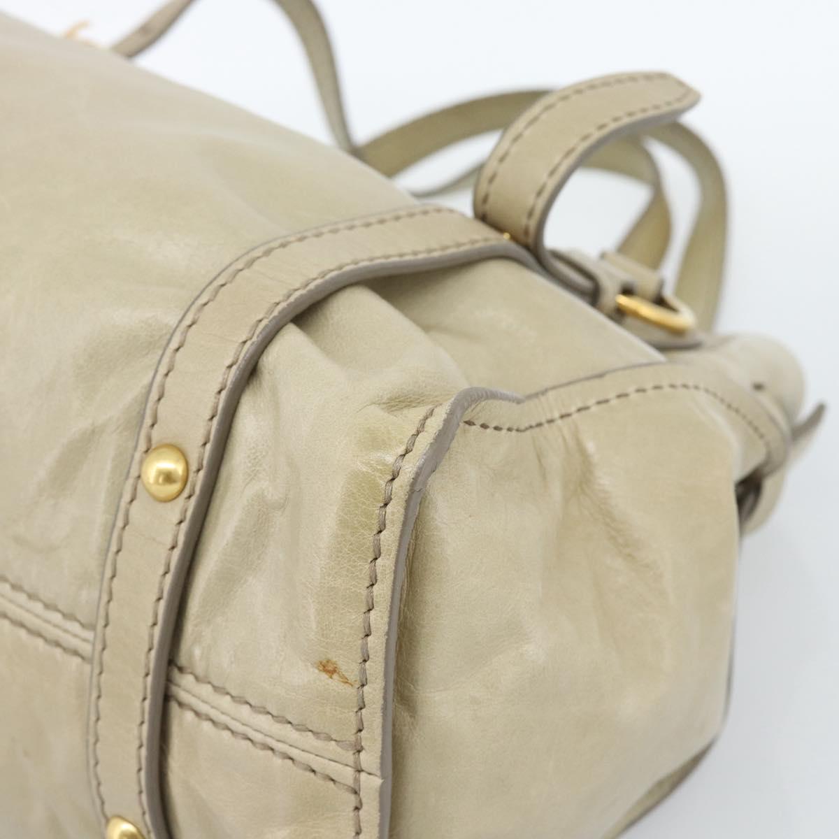 Miu Miu Tote Bag Leather Green Gold Auth 183837SAM