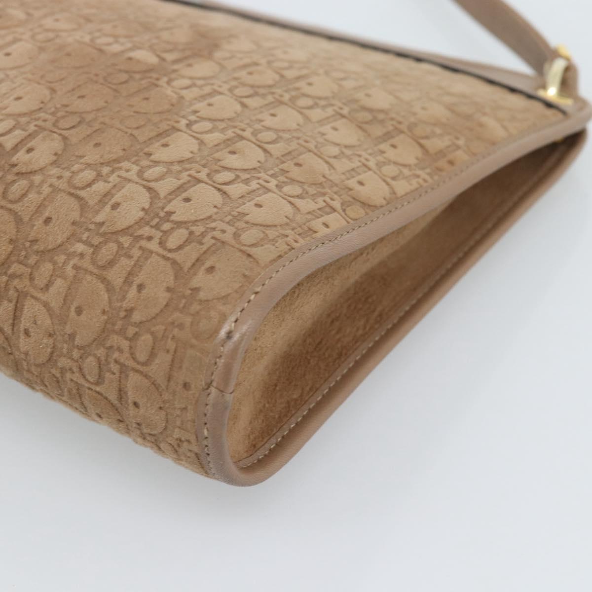 Christian Dior Trotter Canvas Shoulder Bag Beige Gold Auth 183838A