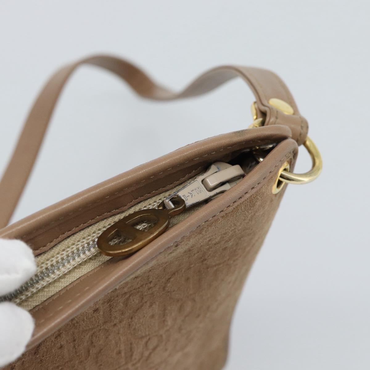 Christian Dior Trotter Canvas Shoulder Bag Beige Gold Auth 183838A