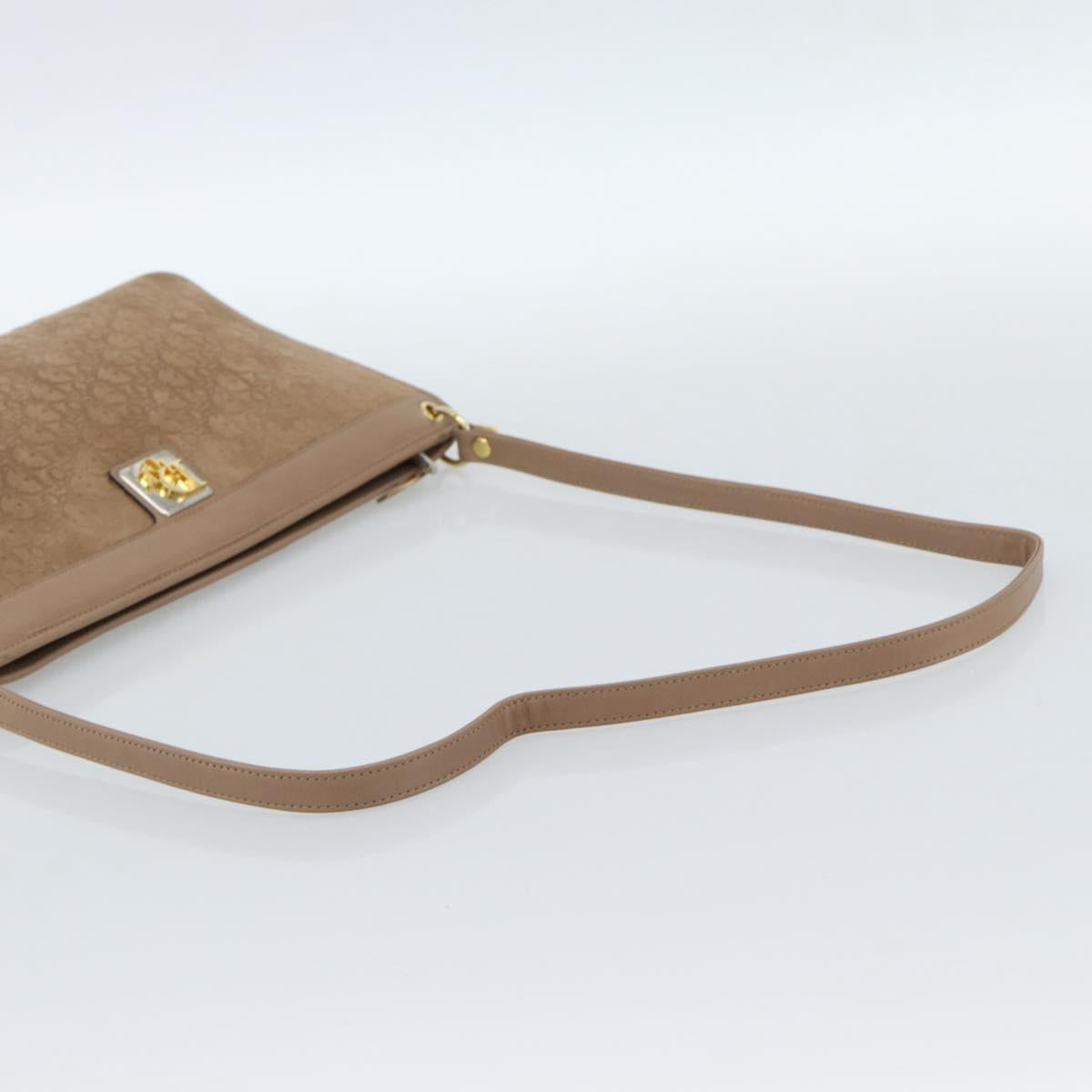 Christian Dior Trotter Canvas Shoulder Bag Beige Gold Auth 183838A