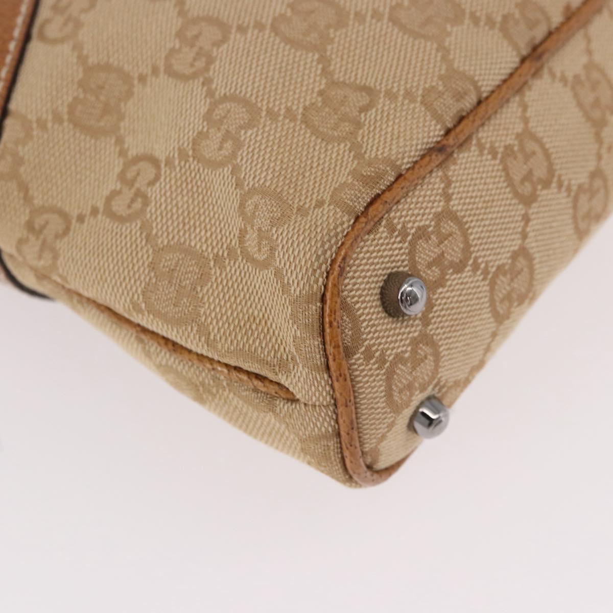 GUCCI GG Canvas Hand Bag Beige Silver 113015 Auth 183839A