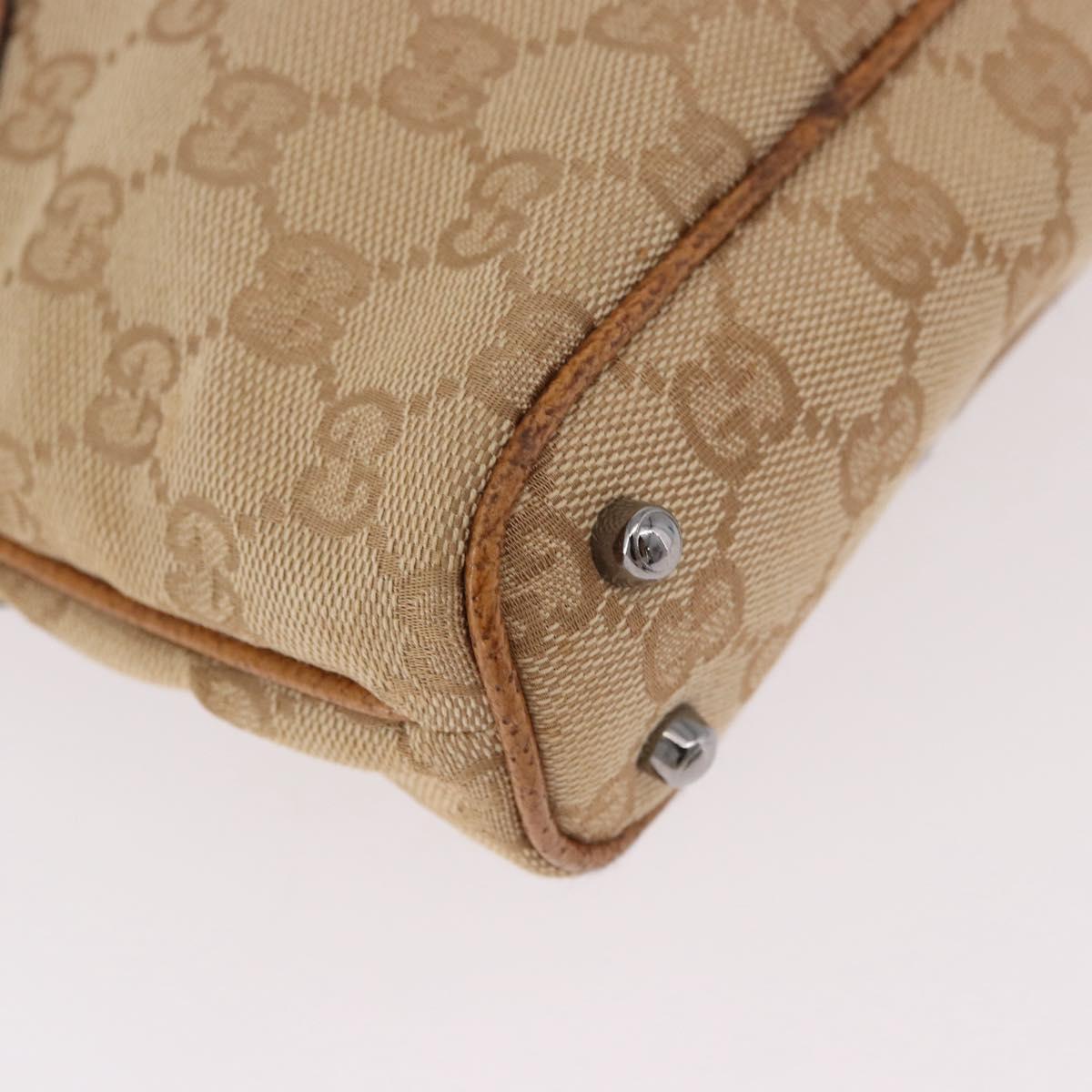 GUCCI GG Canvas Hand Bag Beige Silver 113015 Auth 183839A